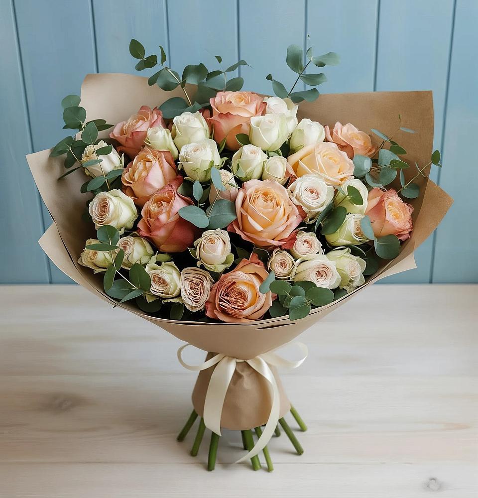 Букет цветов из: Альстромерии и Розы в Лапино