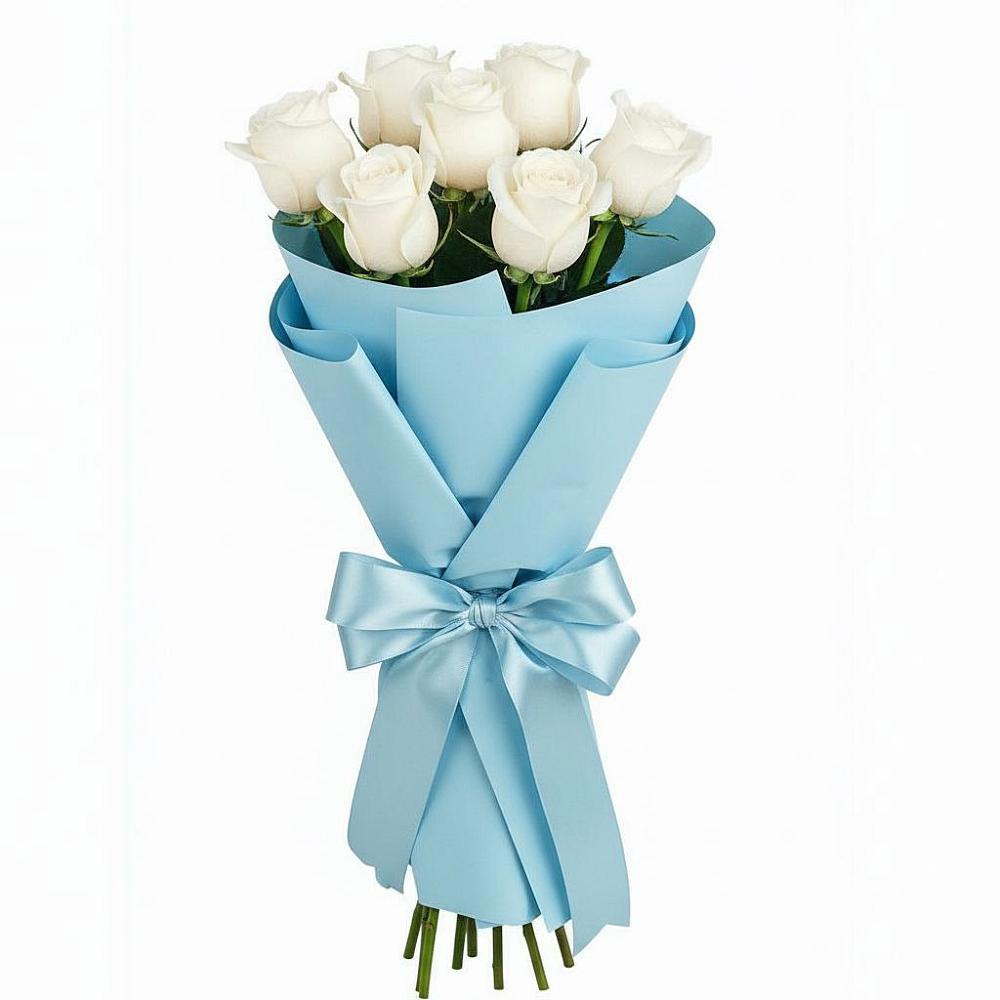 Букет 7 белых роз Проуд в Лапино