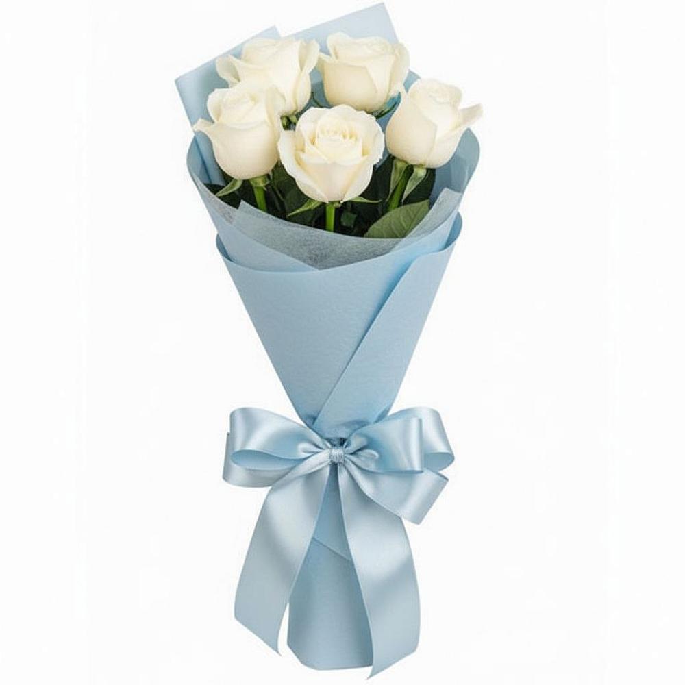 Букет 5 Белых роз Проуд в Лапино