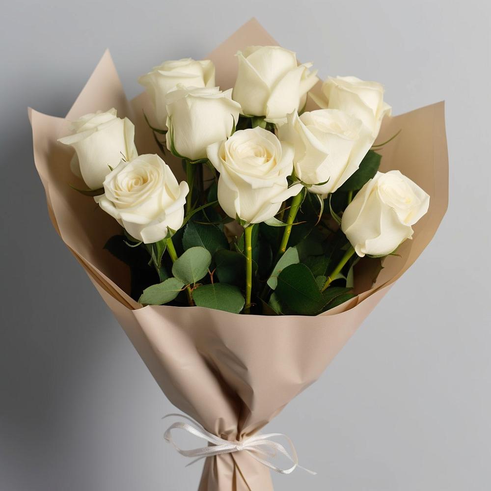 Букет 9 Белых роз Эдлесс Лав в Лапино