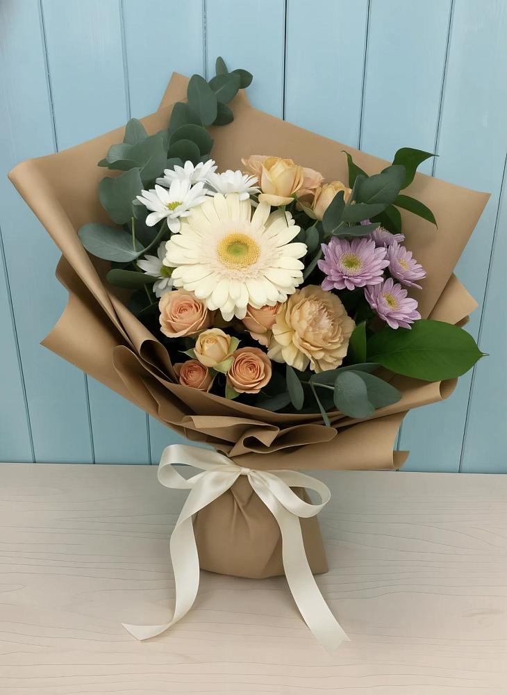 Букет цветов из: Герберы и Хризантемы в Лапино