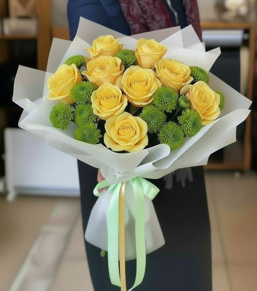 Букет цветов из: Хризантемы и Розы в Лапино