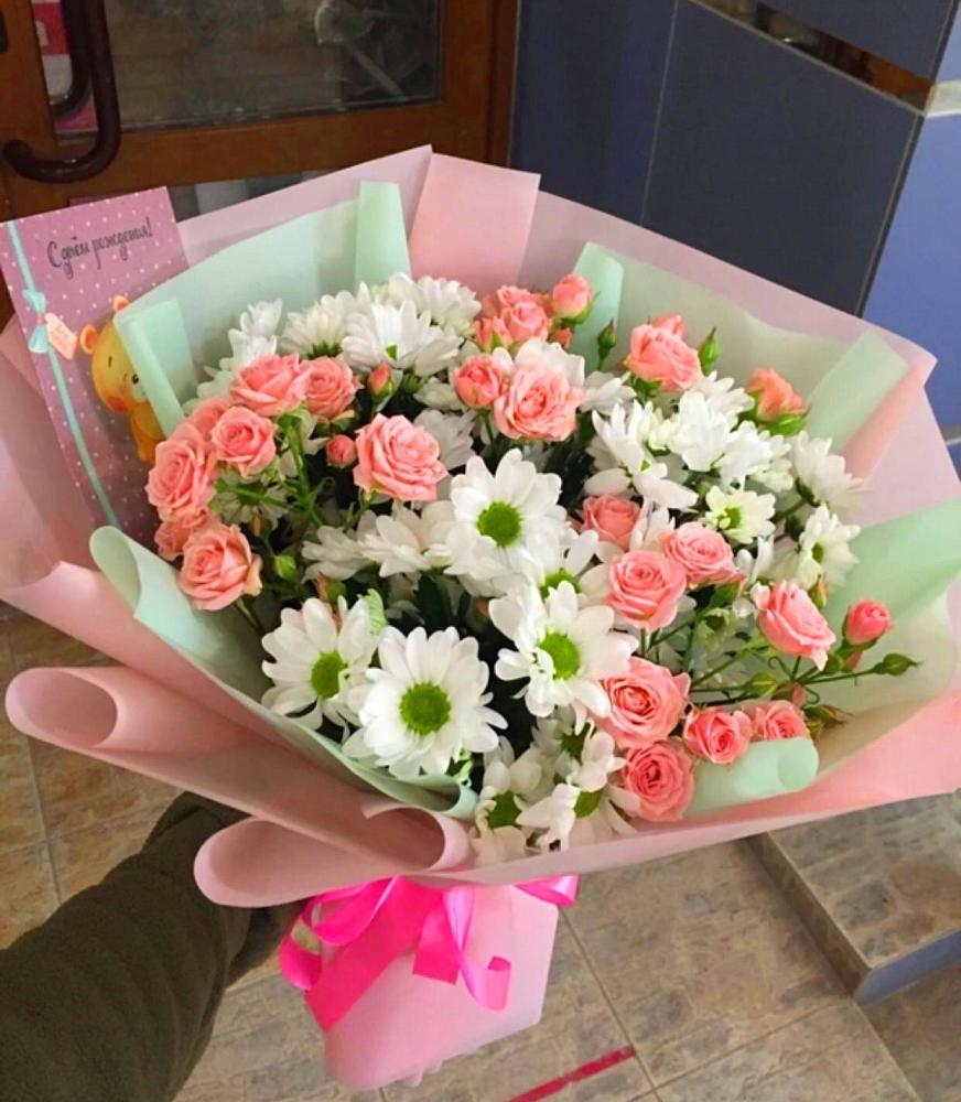 Букет цветов из: Розы и Хризантемы в Лапино