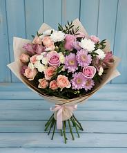 Букет цветов из:  Хризантемы, Розы и Альстромерии #REPLACE_PRED# Лапино