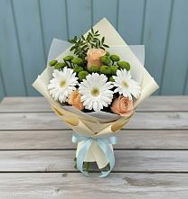 Букет цветов из:  Герберы, Розы и Хризантемы #REPLACE_PRED# Лапино