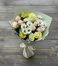 Букет цветов из:  Альстромерии, Розы и Хризантемы в Лапино