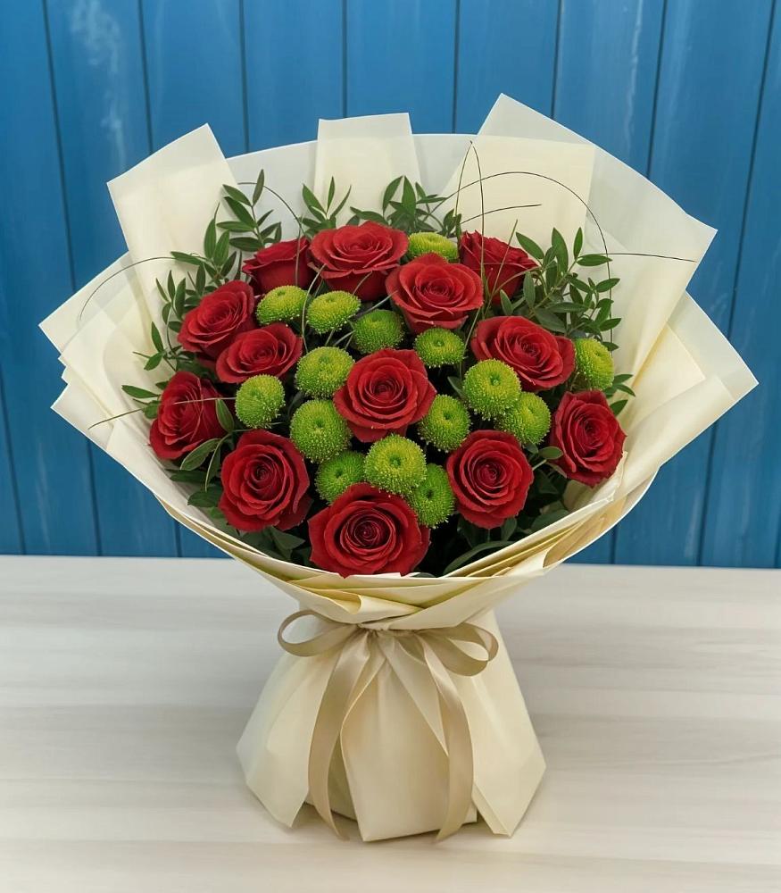 Букет цветов из: Розы и Хризантемы в Лапино